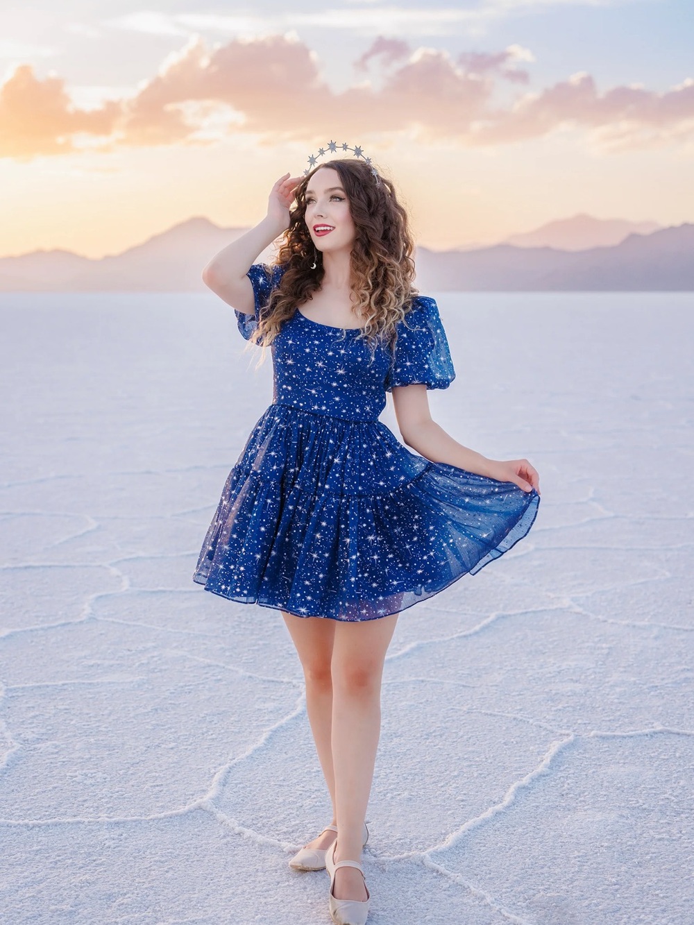Chelsea Reece Princess Puff Mini Dress in Starlight Size 2